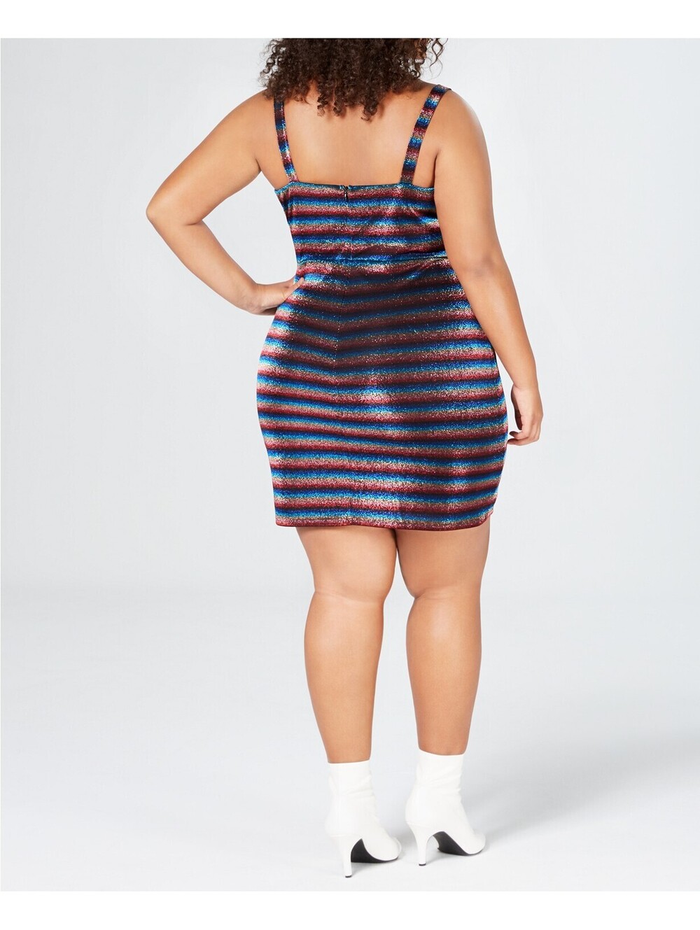 Soprano Womens Plus Size Metallic Striped Bodycon Dress Size 1X - Picture 2 of 2